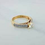 Anillo Solitario Puente 3.25gr / T7 / 2.5cm / Dos Oros Amarillo Blanco 18K $