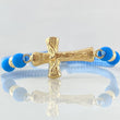 Pulsera Azul Cruz Cristo 0.9gr / Oro 18K