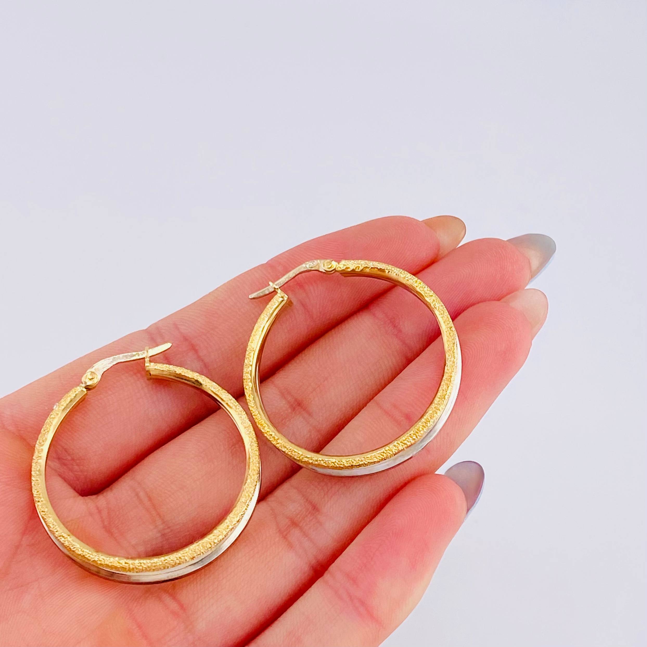 Candongas Jessi 3.75 g / 3,4 cm Dos Oros Amarillo Blanco 18K