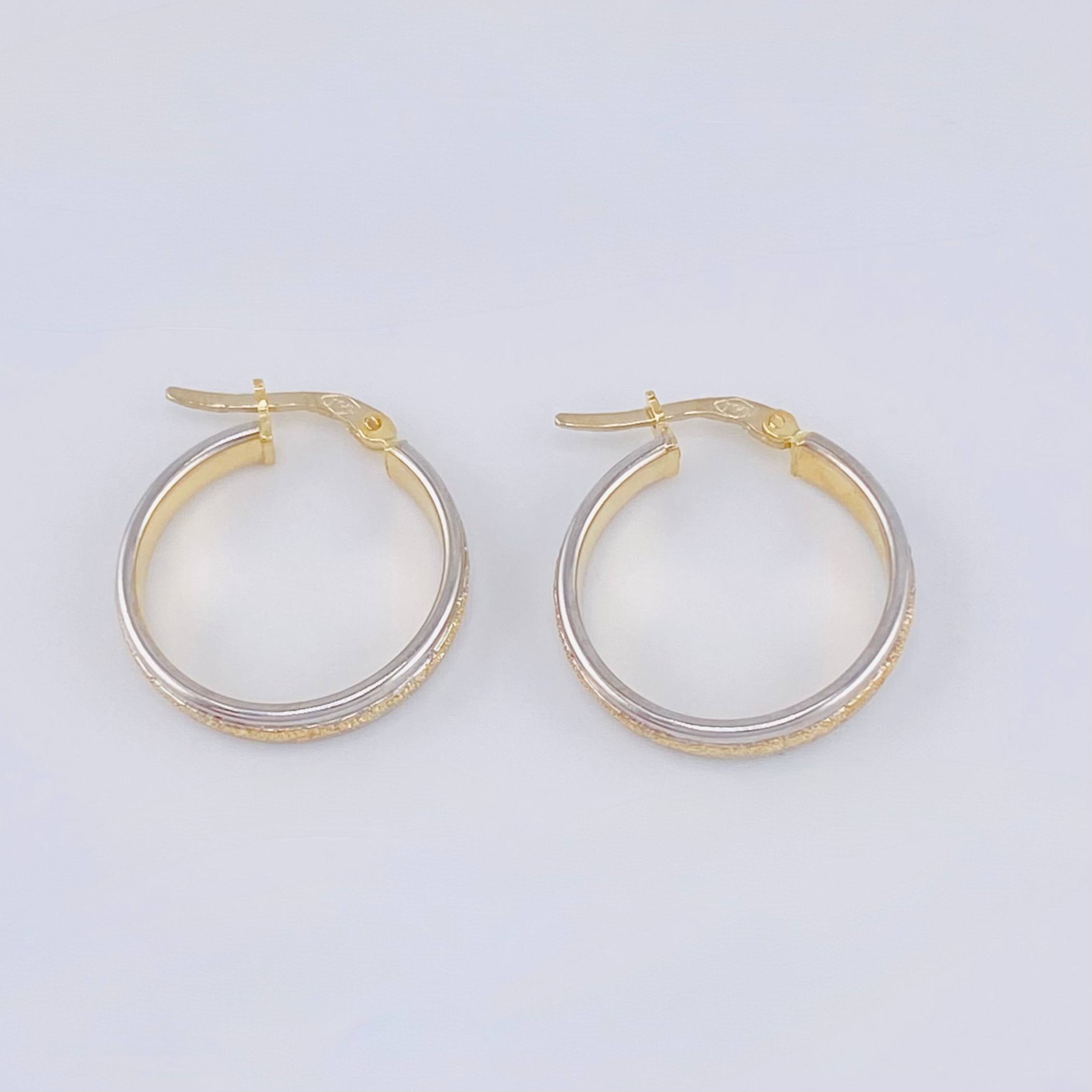 Candongas Carril Escamada 2.25 g / 2,2 cm Dos Oros Amarillo Blanco 18K