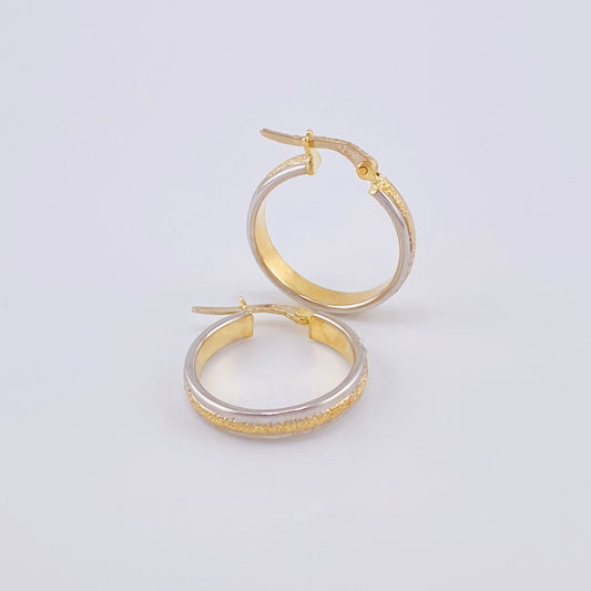 Candongas Carril Escamada 2.25 g / 2,2 cm Dos Oros Amarillo Blanco 18K