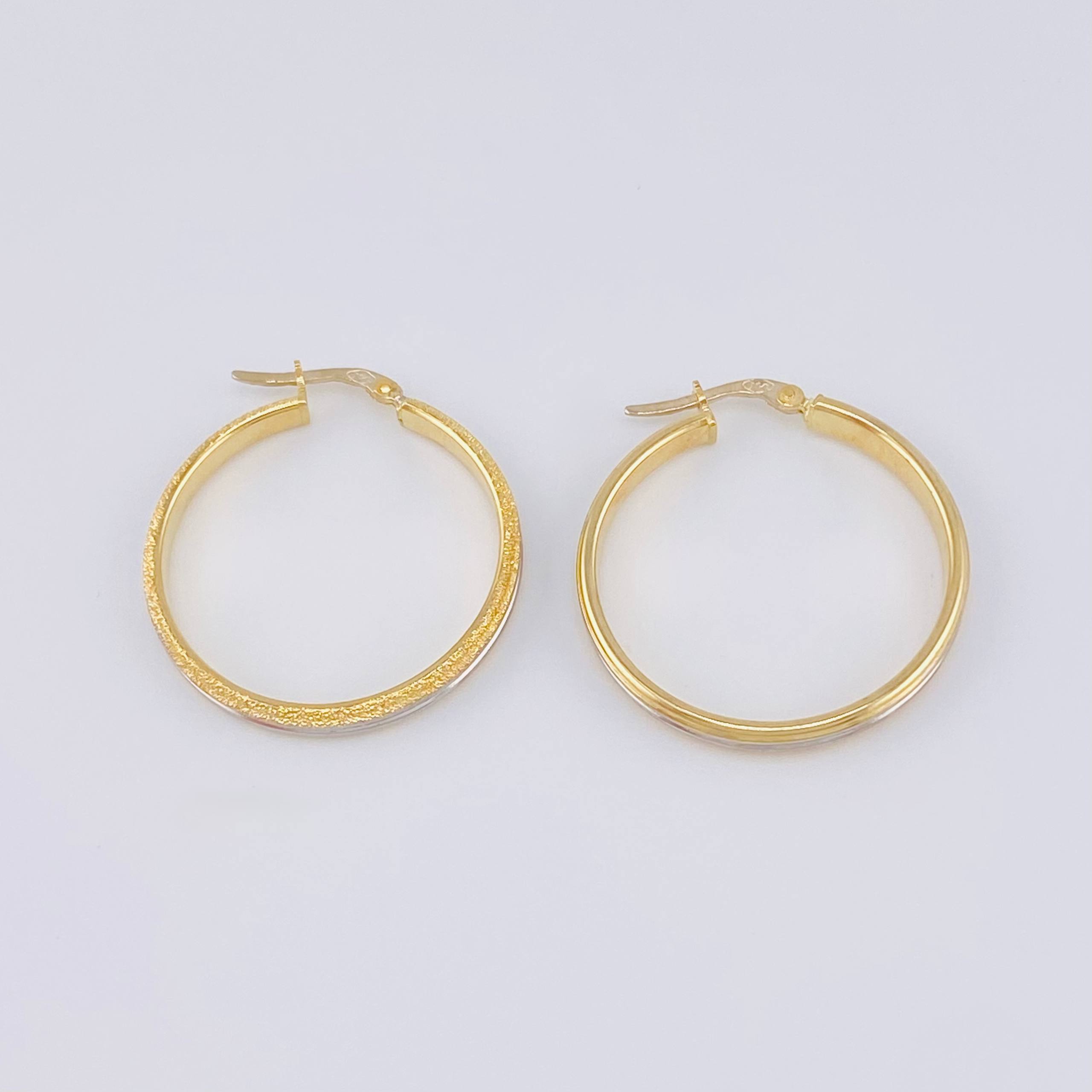 Candongas Carril Escamada 3.2 g / 3 cm Dos Oros Amarillo Blanco 18K