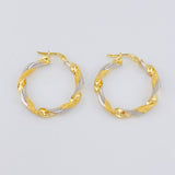 Candongas Ferchi Espiral 3.45 g / 3 cm Dos Oros Amarillo Blanco 18K