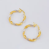 Candongas Ferchi Espiral 3.45 g / 3 cm Dos Oros Amarillo Blanco 18K