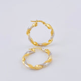 Candongas Ferchi Espiral 3.45 g / 3 cm Dos Oros Amarillo Blanco 18K