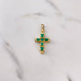 Dije Cruz Tronco 3.15gr / 3.1cm / Esmeralda 1.07 Qts Oro Amarillo 18K (Joya) $