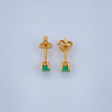 Topos Cuatro Garras Esmeralda 0.85gr / Oro Amarillo 18K &