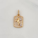Dije Placa Caballo 2.3 g / 2 cm Dos Oros Amarillo Blanco 18K