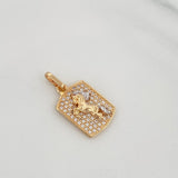 Dije Placa Caballo 2.3 g / 2 cm Dos Oros Amarillo Blanco 18K