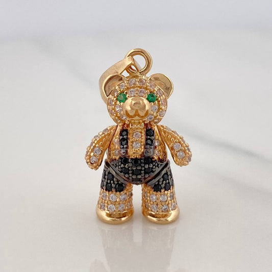 Dije Oso Articulado 5.1 g / 3 cm Dos Oros Negro Amarillo 18K
