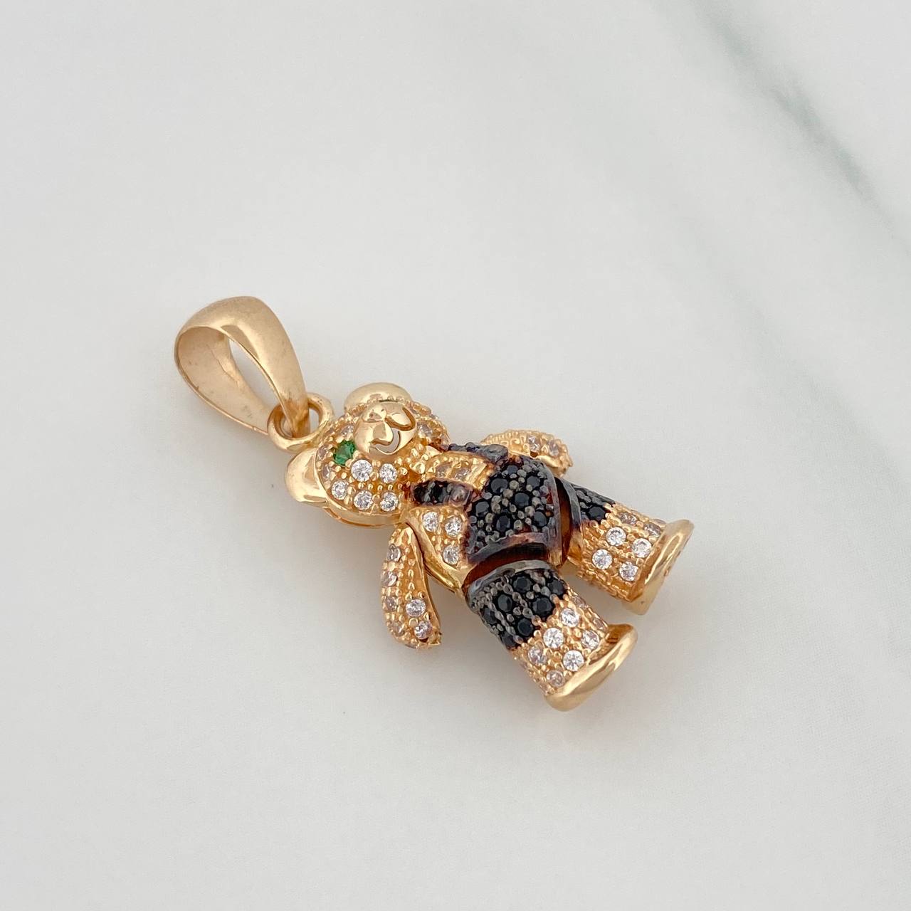 Dije Oso Articulado 5.1 g / 3 cm Dos Oros Negro Amarillo 18K