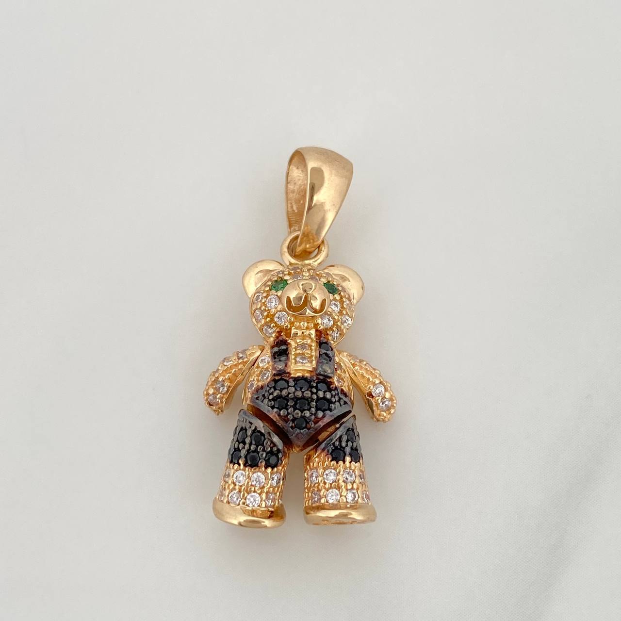 Dije Oso Articulado 5.1 g / 3 cm Dos Oros Negro Amarillo 18K