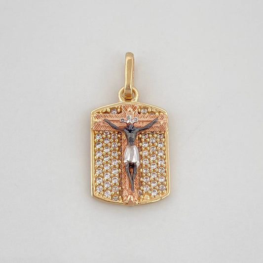 Dije Placa Cruz Cristo Milagroso De Buga 2.45 g / 2.3 cm Cuatro Oros 18K