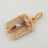 Dije Placa Cruz Cristo Milagroso De Buga 2.45 g / 2.3 cm Cuatro Oros 18K