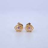 Topos Corona Cruz 1.1gr / 8mm Circon Rosado Oro Amarillo 18K