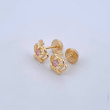 Topos Corona Cruz 1.1gr / 8mm / Circon Rosado Oro Amarillo 18K