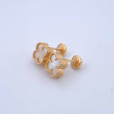 Topos Trébol VCyA 2.55gr / 8mm Nacar Blanco Borde Punteado Oro Amarillo Nac.Esp. 18K ©