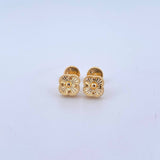 Topos Trébol VCyA 1.35gr / 6mm Diamantado Borde Punteado Oro Amarillo Nac.Esp. 18K ©
