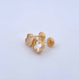 Topos Trébol VCyA 1.35gr / 6mm Nacar Blanco Borde Punteado Oro Amarillo Nac.Esp. 18K ©
