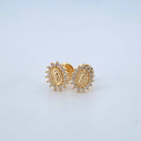 Topos Virgen De Guadalupe 0.95gr / 8mm / Circones Blancos Oro Amarillo 18K