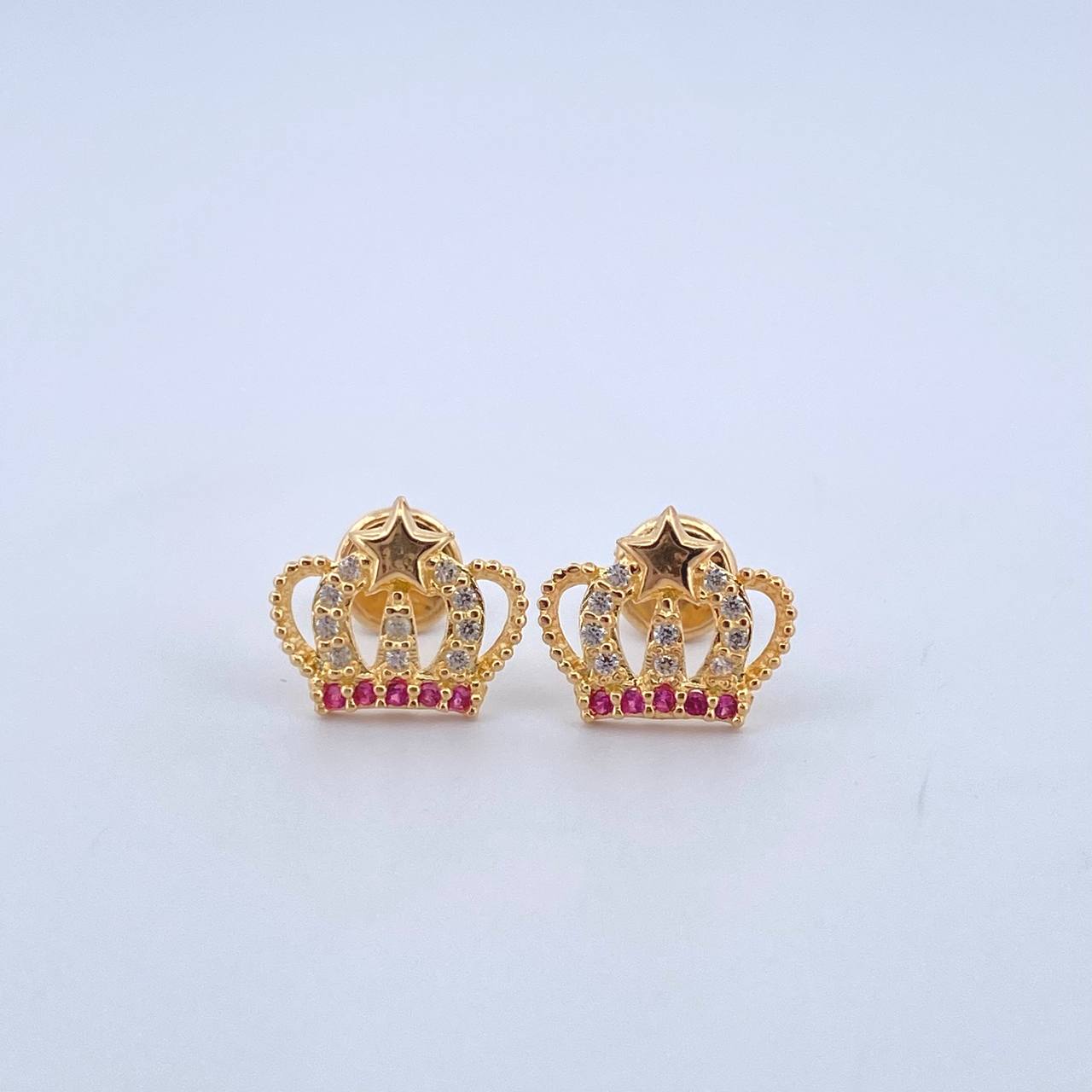 Topos Corona Estrella 1.5gr / 9mm / Circones Blancos Fucsias Oro Amarillo 18K