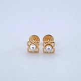 Topos Flor Perla 0.9gr / 7mm Silueta Oro Amarillo 18K ©
