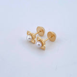 Topos Halo Flor Perla 0.9gr / 6mm Oro Amarillo 18K