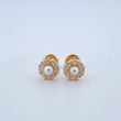 Topos Halo Flor Perla 1.4gr / 7mm / Circones Blancos Oro Amarillo 18K
