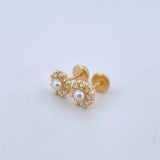 Topos Halo Flor Perla 1.4gr / 7mm / Circones Blancos Oro Amarillo 18K