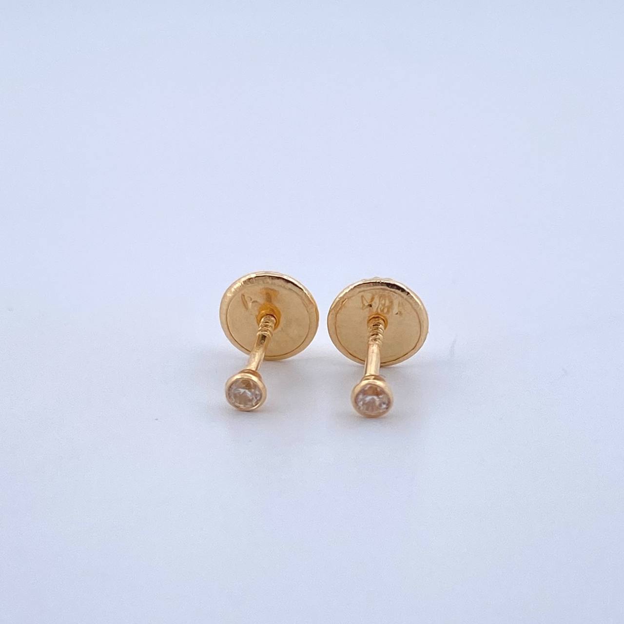 Topos Bisel 0.4gr / 2mm Circon Blanco Oro Amarillo 18K ©