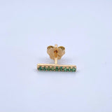 Piercing Linea Fina 0.5gr / 1.1cm / Esmeraldas 9Pts Broche Mariposa Oro Amarillo 18K (Joya) ©