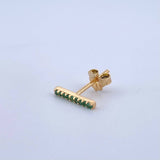 Piercing Linea Fina 0.5gr / 1.1cm / Esmeraldas 9Pts Broche Mariposa Oro Amarillo 18K (Joya) ©