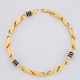 Pulso Rustico Cauchos Negros 6 g / 21 cm / 5 mm Oro Amarillo 18K