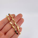 Pulso Rustico Cauchos Negros 6 g / 21 cm / 5 mm Oro Amarillo 18K