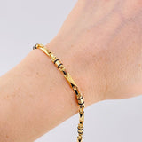 Pulso Rustico Cauchos Negros 5.5 g / 19.6 cm / 5 mm Oro Amarillo 18K