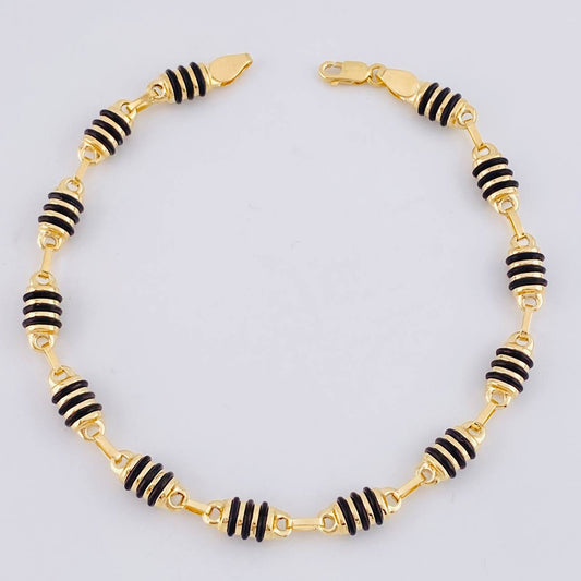 Pulso Rustico Cauchos Negros 5.1 g / 21.5 cm / 5.2 mm Oro Amarillo 18K