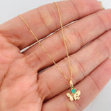Set Cadena Veneciana + Dije Mariposa Esmeralda 06Pts / 1.3 g / 45 cm Oro Amarillo 18K