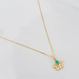 Set Cadena Veneciana + Dije Mariposa Esmeralda 06Pts / 1.3 g / 45 cm Oro Amarillo 18K