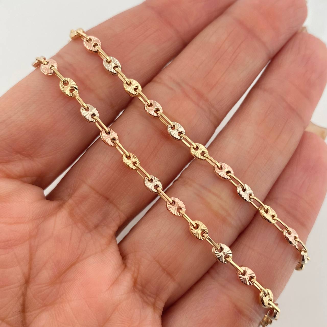 Cadena Gc Diamantada 7.05 g / 46 cm / 3.46 mm Tres Oros 18K