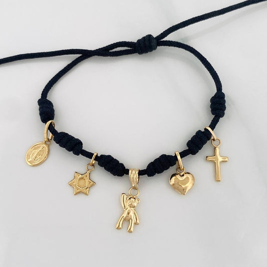Pulsera Tejida Seis Nudos Oro Amarillo 18K