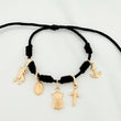 Pulsera Tejida Negra Seis Nudos Oro Amarillo 18K