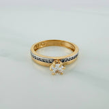 Anillo Solitario Churumbela 2.45gr / T5 1/2 / 2.4cm / Dos Oros Amarillo Blanco 18K $