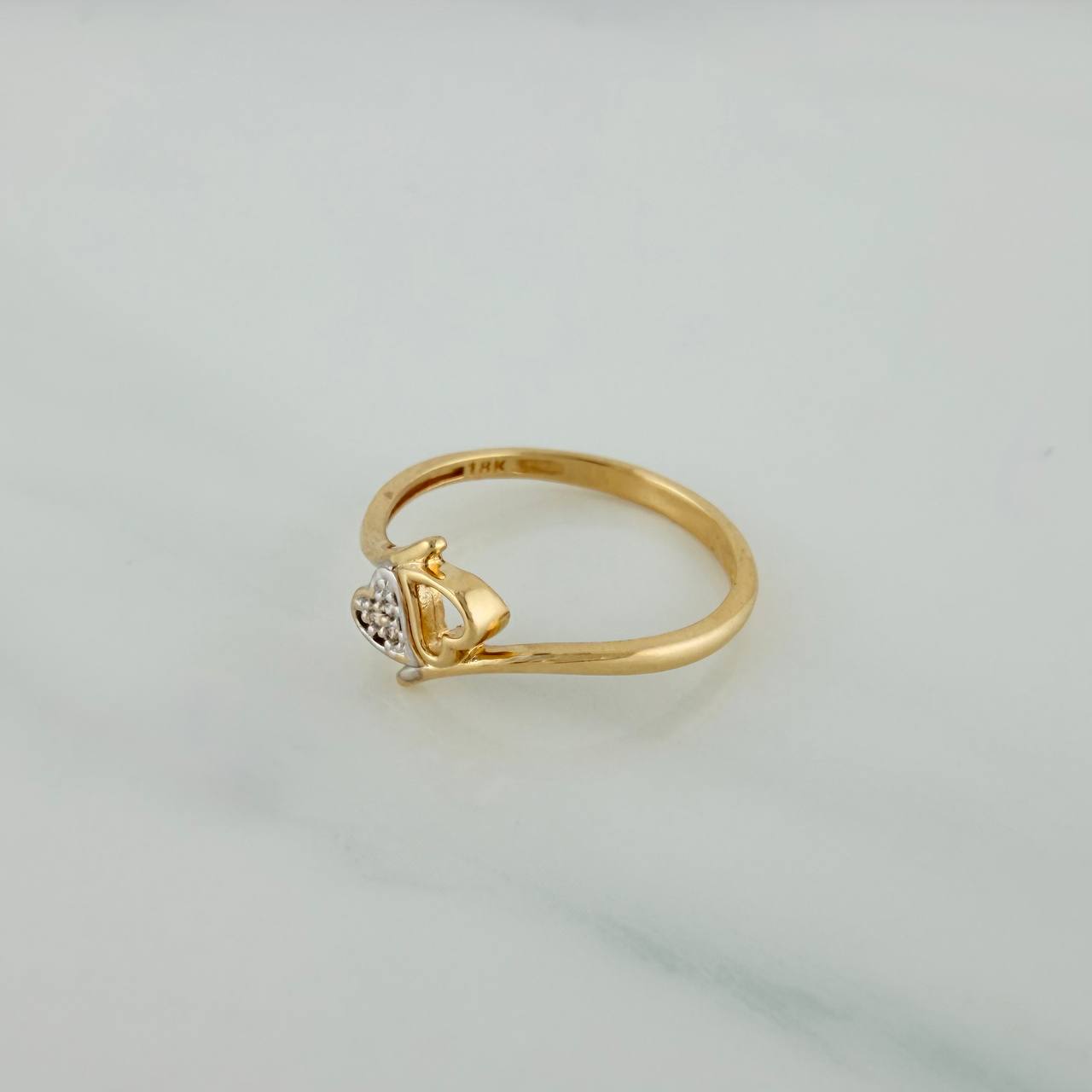 Anillo Corazon Doble 1.9gr / T7 / 2cm / Dos Oros Amarillo Blanco 18K $