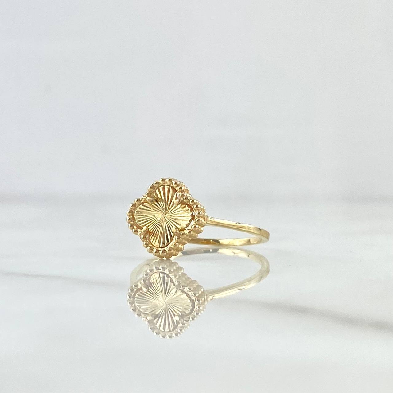 Anillo Trebol VCyA 2.3gr / T6 3/4 / Diamantado Punteado Oro Amarillo Nac.Esp. 18K
