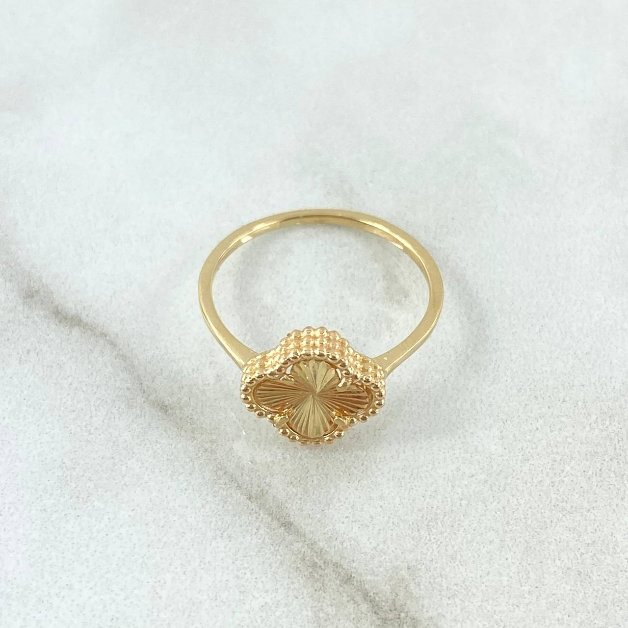 Anillo Trebol VCyA 1.85gr / T5 3/4 / Diamantado Punteado Oro Amarillo Nac.Esp. 18K ©