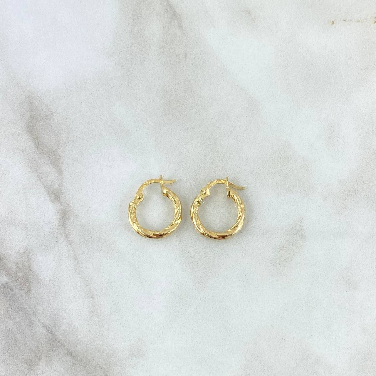 Candongas Asby 1.2gr / 1.6cm / Melcocha Punteadas Oro Amarillo 18K