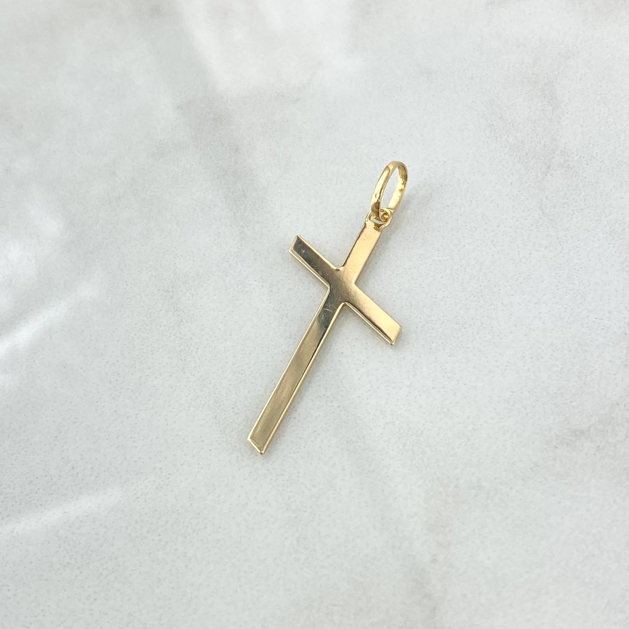 Dije Cruz Diagonal Plana 0.8gr / 3.8cm / Oro Amarillo 18K *