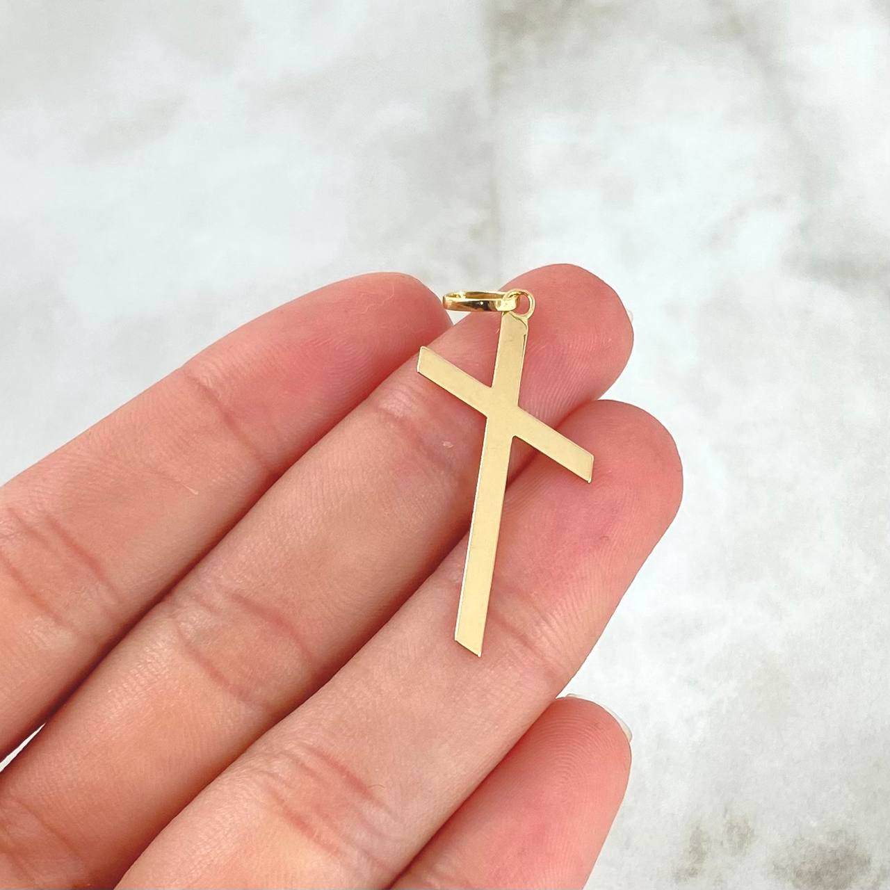 Dije Cruz Diagonal 0.8gr / 3.6cm / Lisa Oro Amarillo 18K