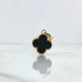 Dije Trebol VCyA 1.85gr / 2.4cm / Onix Negro Borde Punteado Oro Amarillo Nac.Esp. 18K
