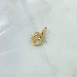Dije Delfin 1.05gr / 1.7cm / Circones Blancos Verde Silueta Oro Amarillo 18K